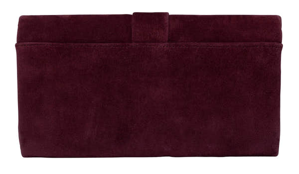 Lotus ULG085 Aletta Burgundy Suede Occasion Clutch Bag, rear view.