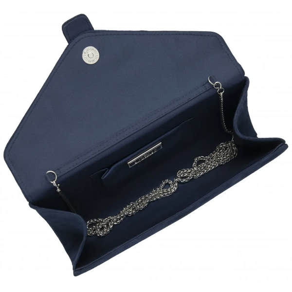 Lotus ULG085 Aletta Navy Blue Suede Occasion Clutch Bag, interior view.