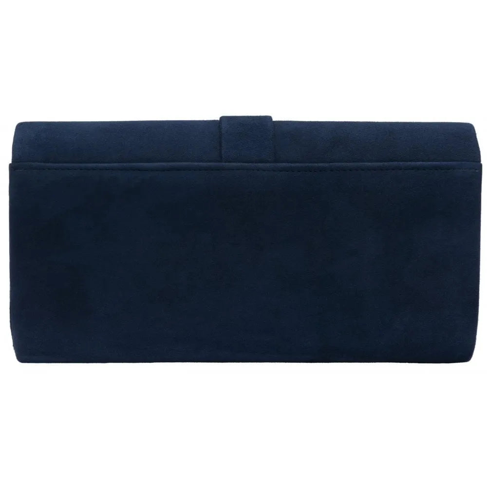 Lotus ULG085 Aletta Navy Blue Suede Occasion Clutch Bag, rear view.