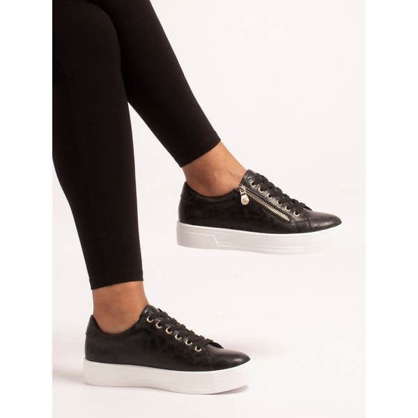 Lunar DLB100 Charm II Ladies Black Zip & Lace Trainers, alternate product view 2.