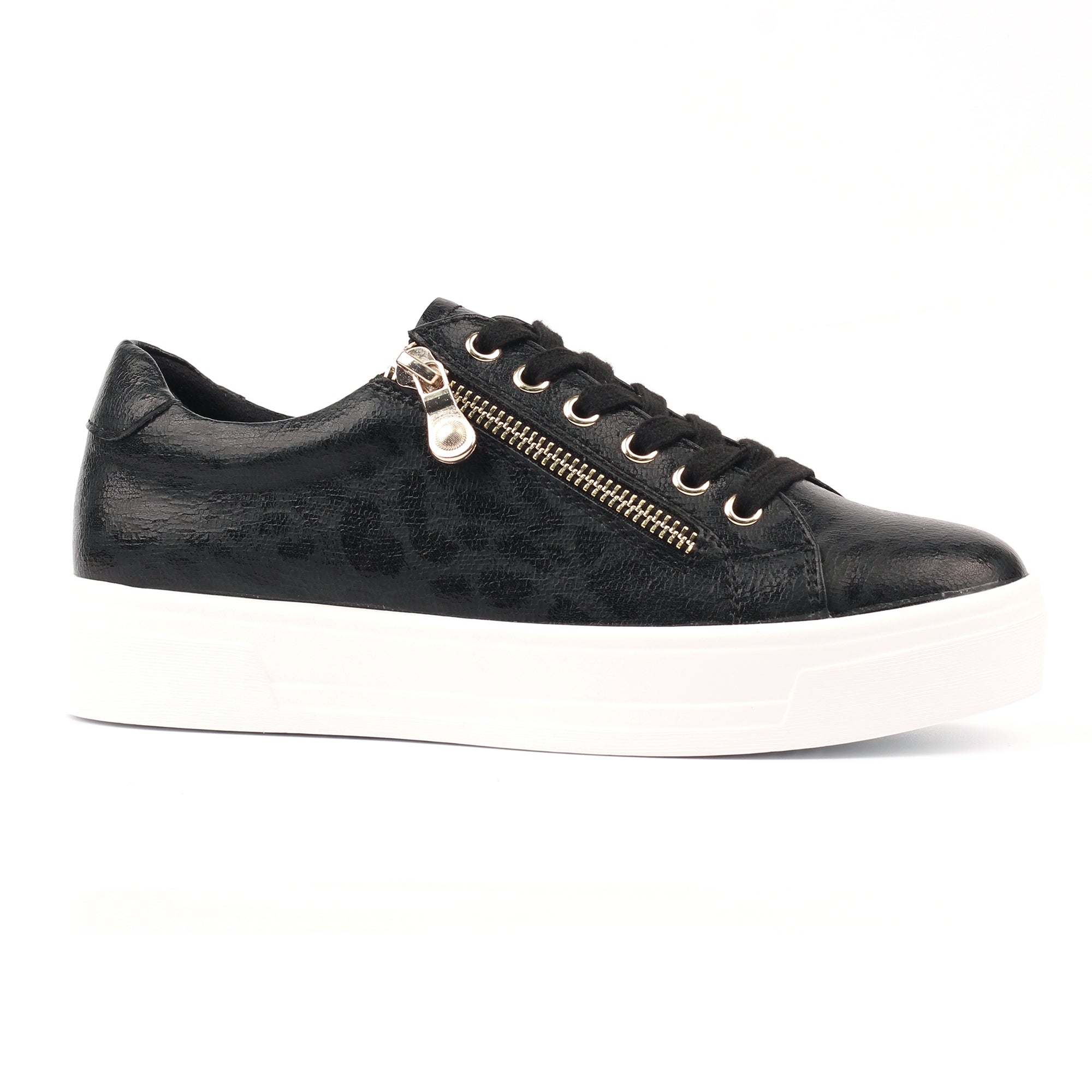 Lunar DLB100 Charm II Ladies Black Zip & Lace Trainers, alternate product view 3.