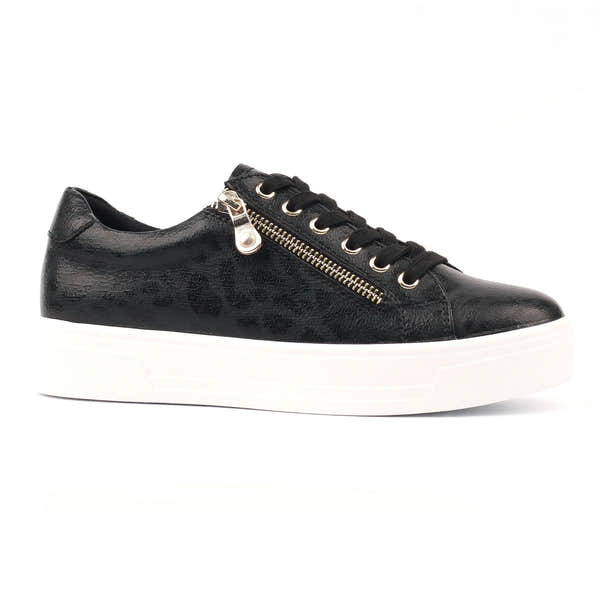 Lunar DLB100 Charm II Ladies Black Zip & Lace Trainers, alternate product view 3.