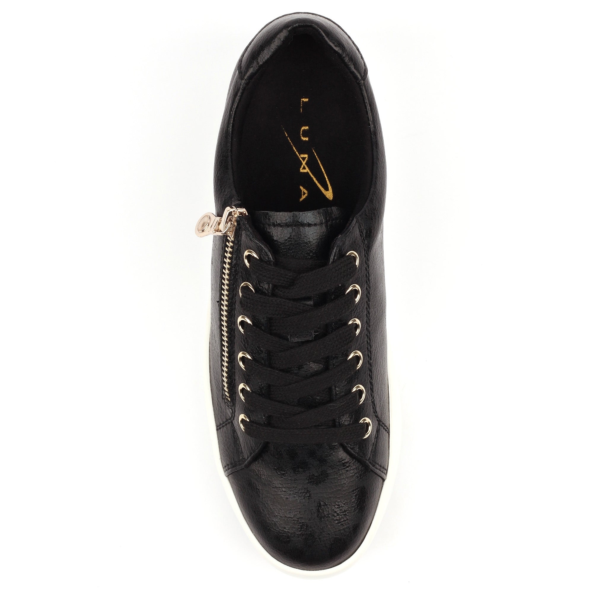 Lunar DLB100 Charm II Ladies Black Zip & Lace Trainers, alternate product view 6.