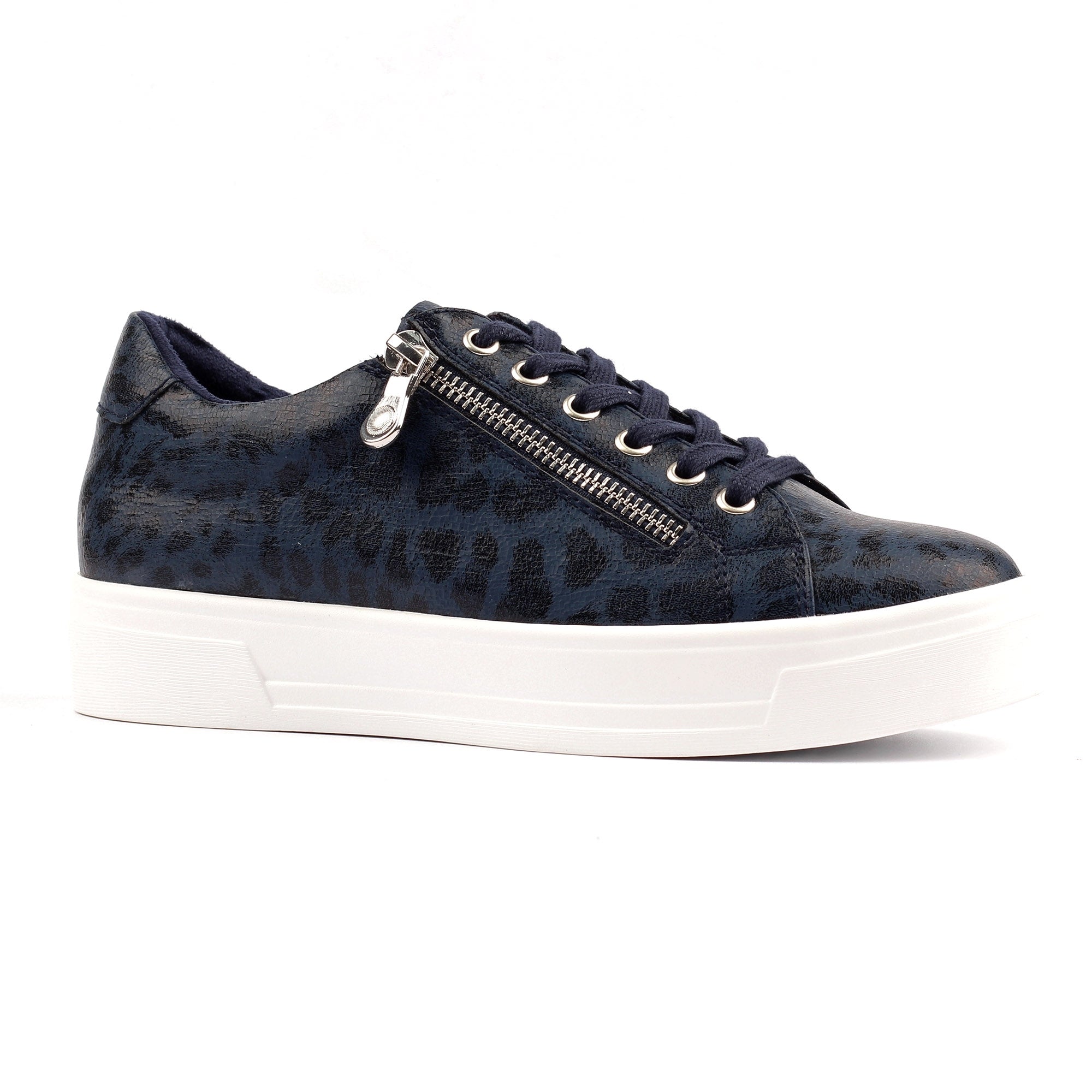 Lunar DLB100 Charm II Ladies Navy Blue Side Zip Trainers, alternate product view 3.
