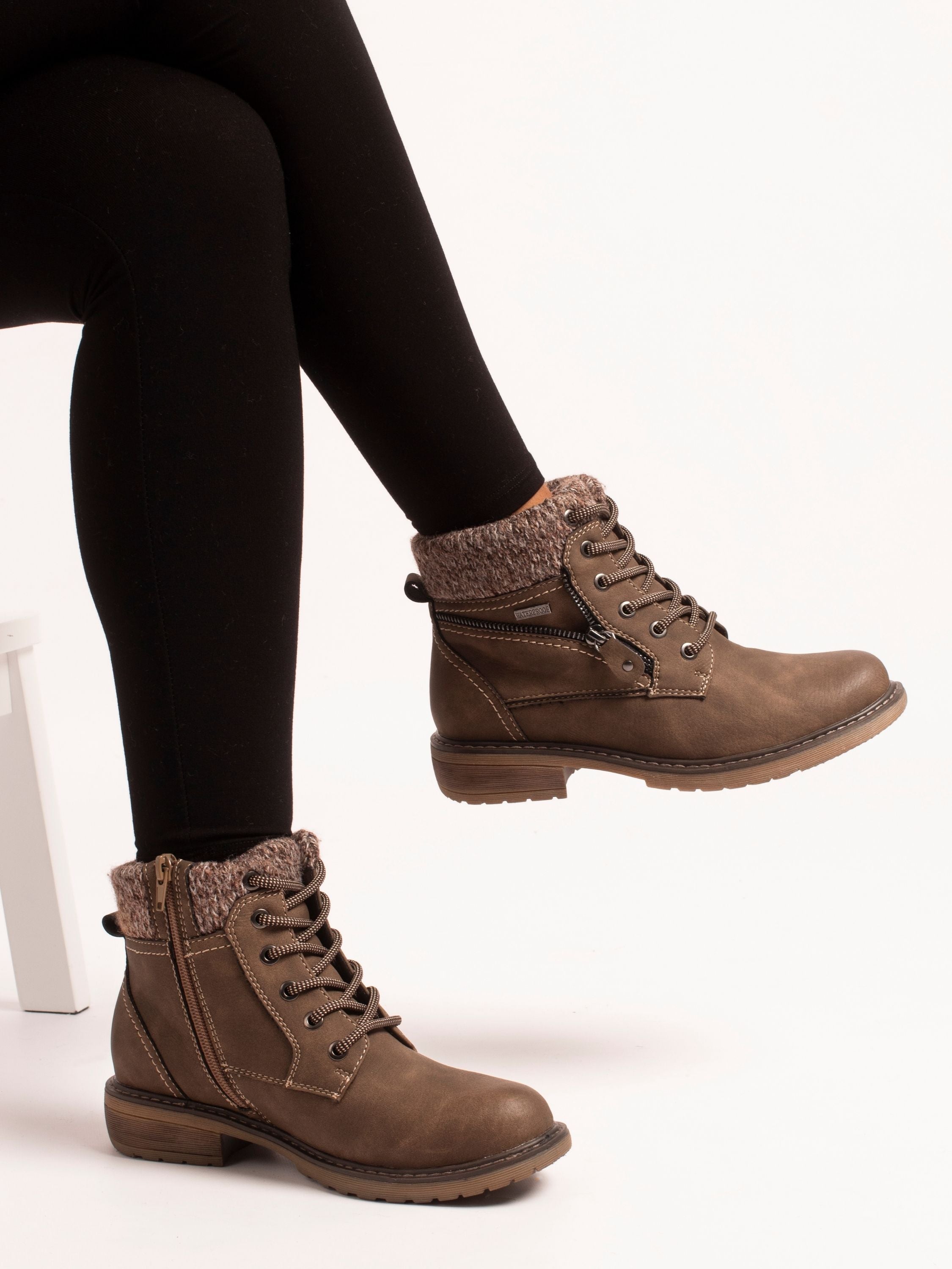 Lunar GLB090 Benson III Ladies Brown Waterproof Zip & Lace Ankle Boots, alternate product view 2.