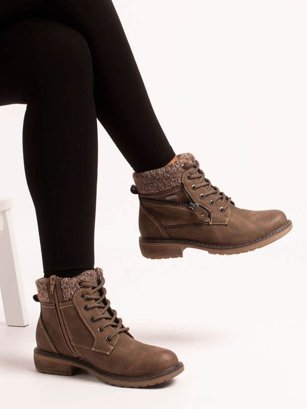 Lunar GLB090 Benson III Ladies Brown Waterproof Zip & Lace Ankle Boots, alternate product view 2.