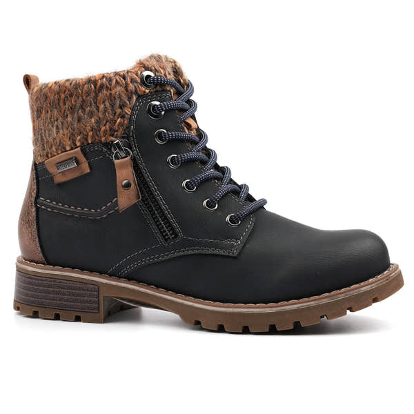 Lunar GLB123 Millie Ladies Navy Blue Waterproof Zip & Lace Ankle Boots, alternate product view 4.