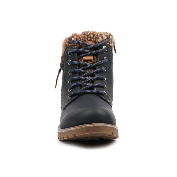Lunar GLB123 Millie Ladies Navy Blue Waterproof Zip & Lace Ankle Boots, alternate product view 5.