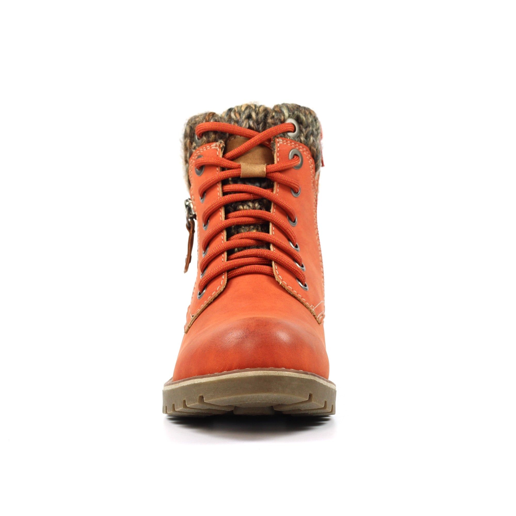 Lunar GLB123 Millie Ladies Orange Waterproof Zip & Lace Ankle Boots, alternate product view 4.