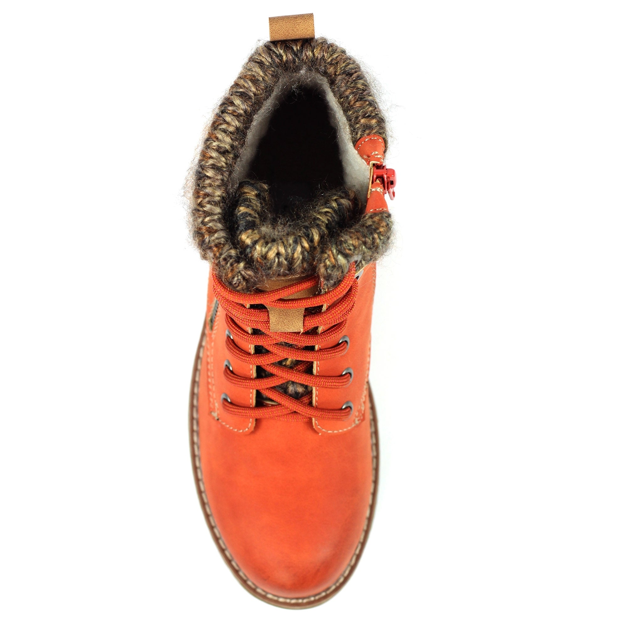 Lunar GLB123 Millie Ladies Orange Waterproof Zip & Lace Ankle Boots, alternate product view 6.