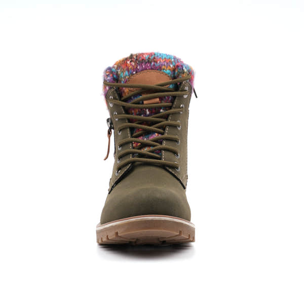 Lunar GLB204 Tabasco Ladies Olive Green Waterproof Zip & Lace Ankle Boots, alternate product view 4.