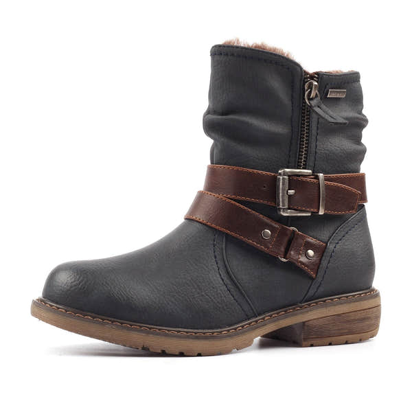 Lunar GLB216 Chime III Ladies Navy Blue Waterproof Ankle Boots, alternate product view 3.