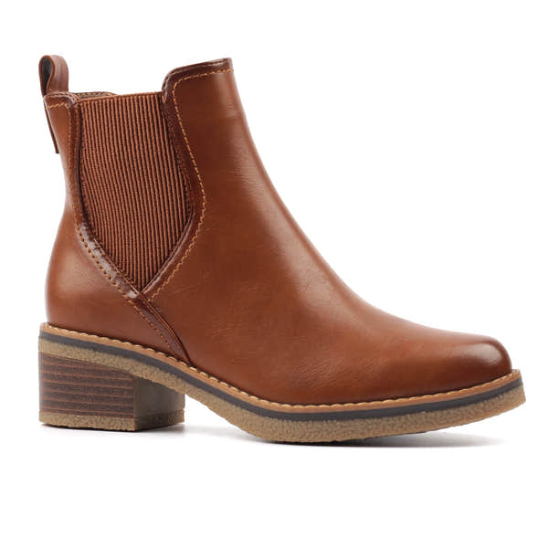 Lunar GLC013 Conrad Ladies Tan Side Zip Heeled Ankle Boots, alternate product view 4.
