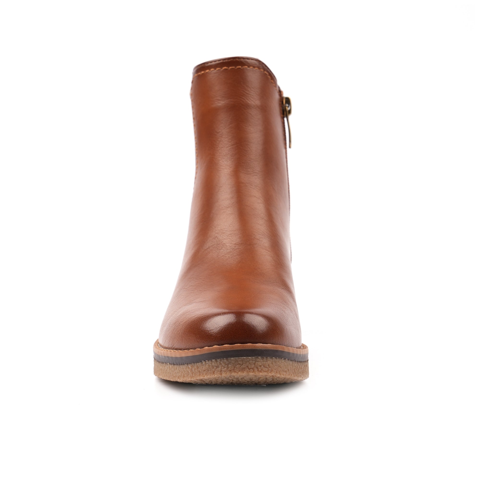 Lunar GLC013 Conrad Ladies Tan Side Zip Heeled Ankle Boots, alternate product view 5.