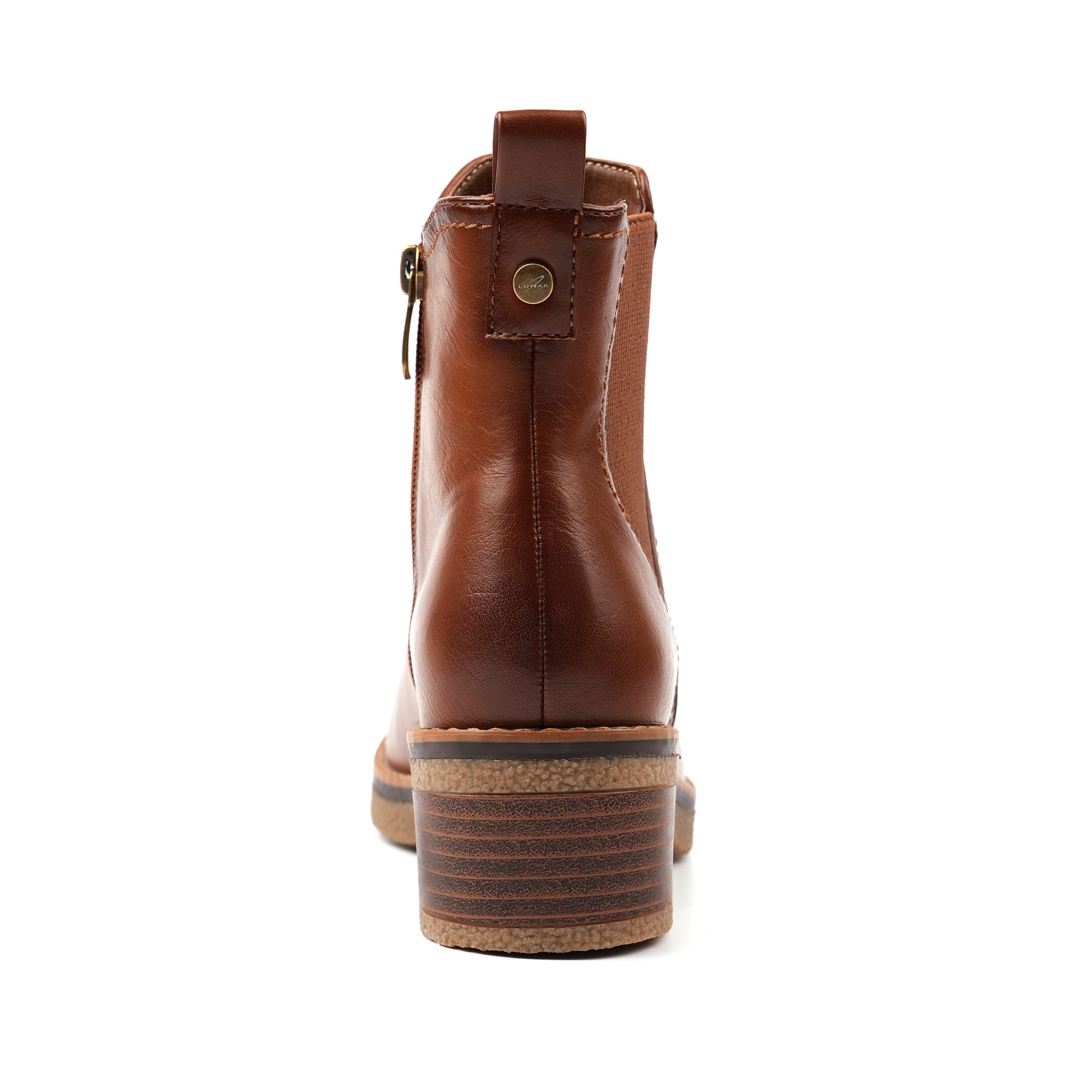 Lunar GLC013 Conrad Ladies Tan Side Zip Heeled Ankle Boots, alternate product view 6.