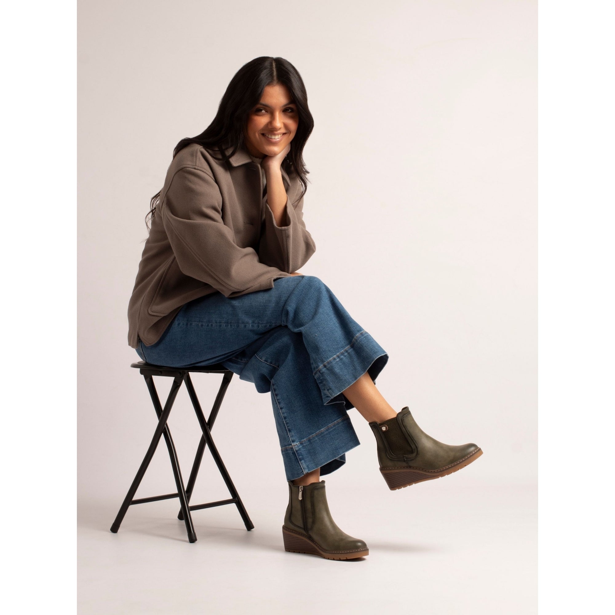Lunar GLC014 Connie Ladies Green Side Zip Wedge Ankle Boots, alternate product view 3.