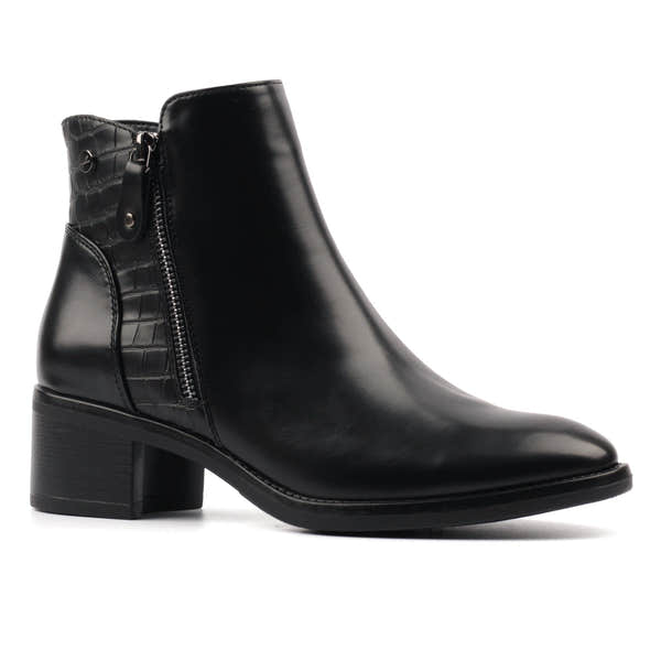 Lunar GLC020 Hayley Ladies Black Side Zip Heeled Ankle Boots, alternate product view 4.