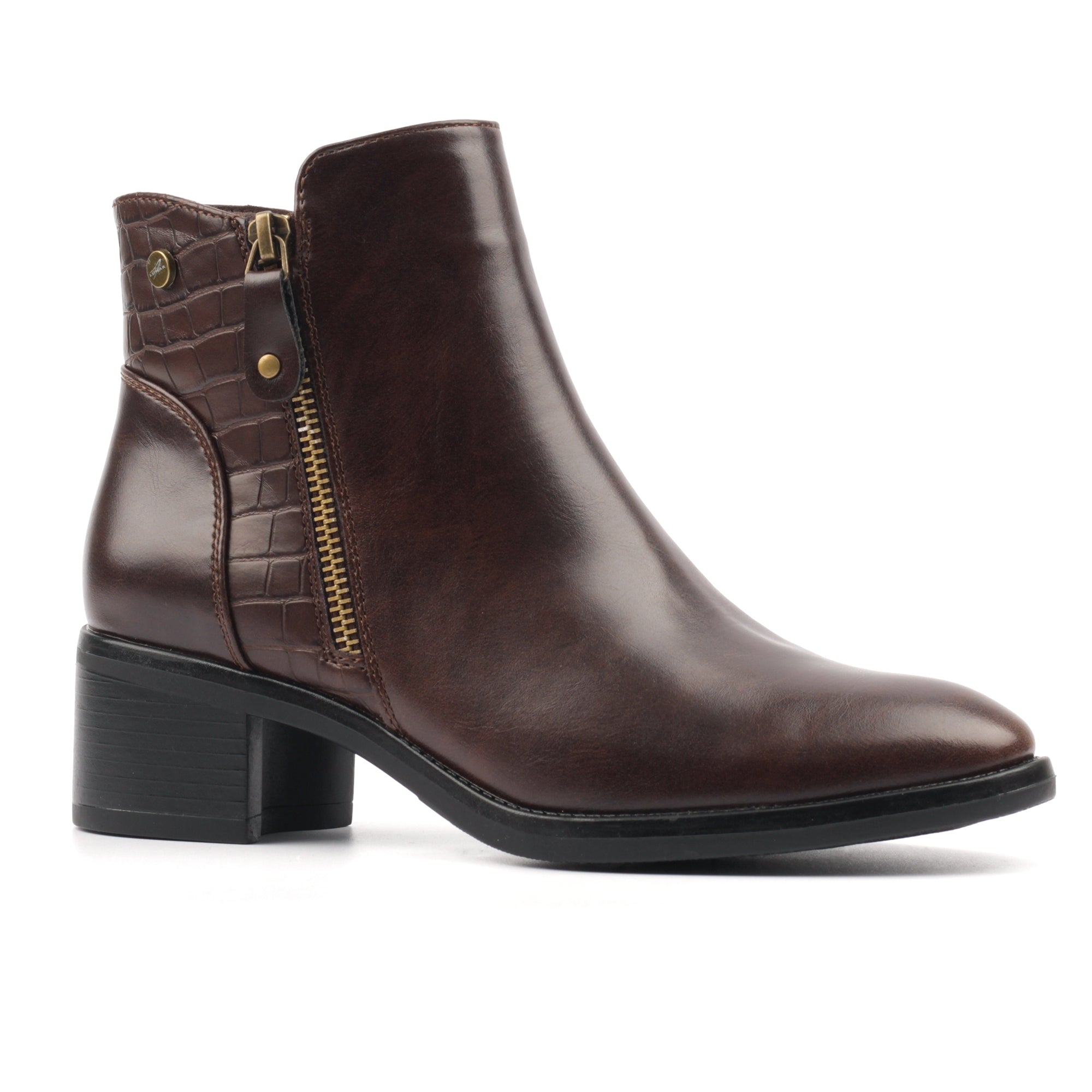 Lunar GLC020 Hayley Ladies Brown Side Zip Heeled Ankle Boots, alternate product view 4.