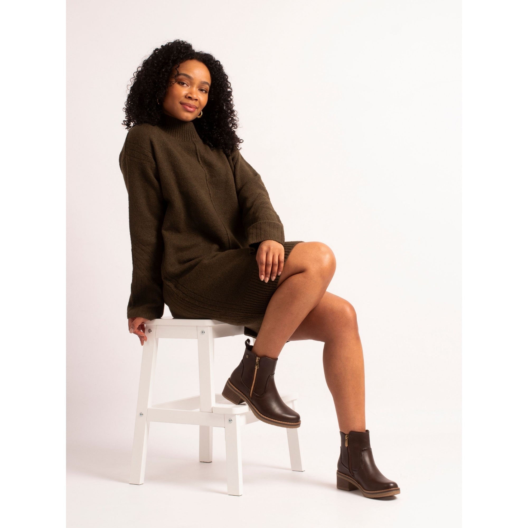 Lunar GLC021 Heaven Ladies Brown Side Zip Heeled Ankle Boots, alternate product view 3.