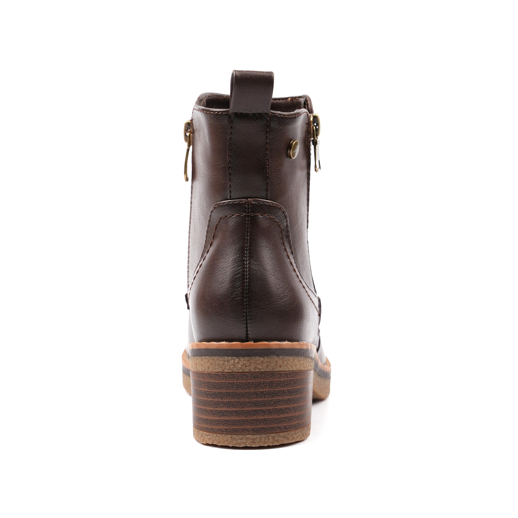 Lunar GLC021 Heaven Ladies Brown Side Zip Heeled Ankle Boots, alternate product view 6.