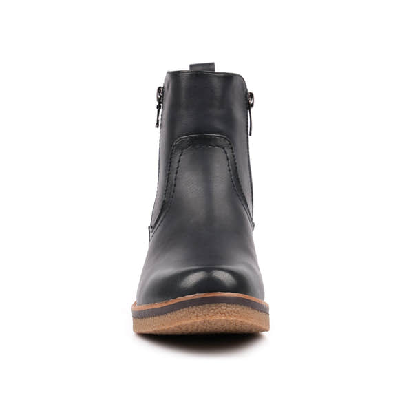 Lunar GLC021 Heaven Ladies Navy Blue Side Zip Heeled Ankle Boots, alternate product view 5.