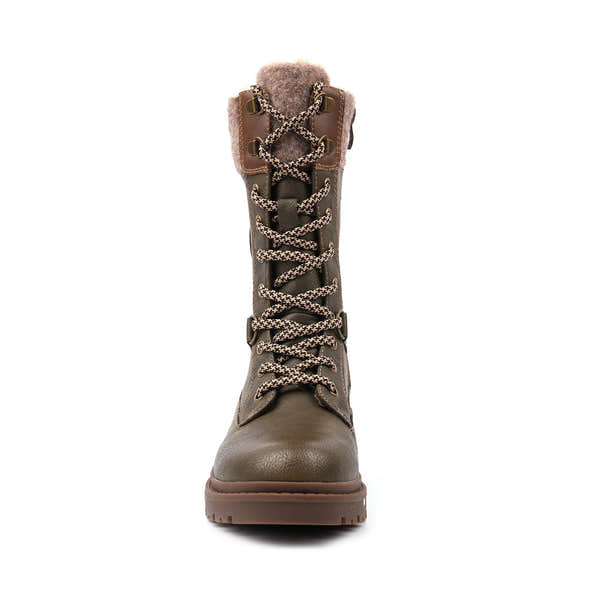 Lunar GLH006 Cambridge Ladies Khaki Green Waterproof Ice Grip Zip & Lace Mid-Calf Boots, alternate product view 4.