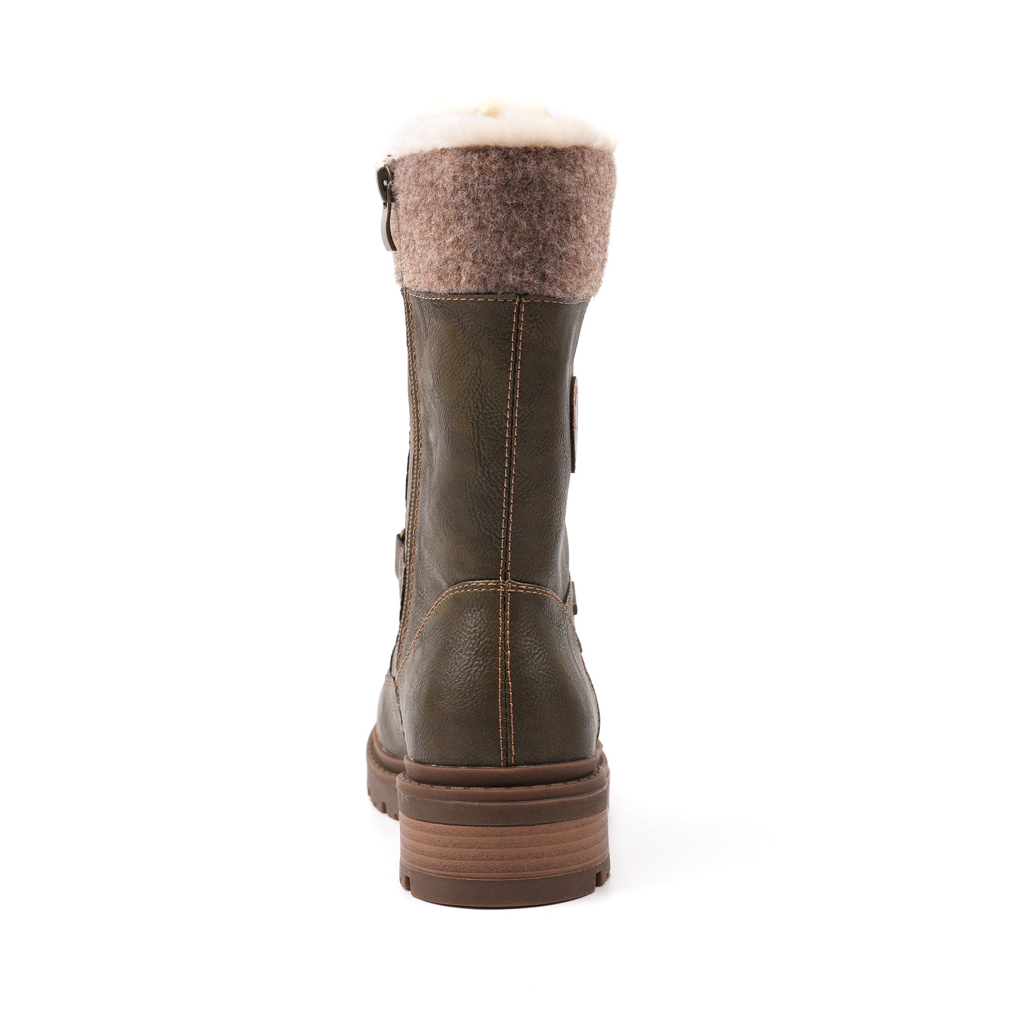 Lunar GLH006 Cambridge Ladies Khaki Green Waterproof Ice Grip Zip & Lace Mid-Calf Boots, alternate product view 5.
