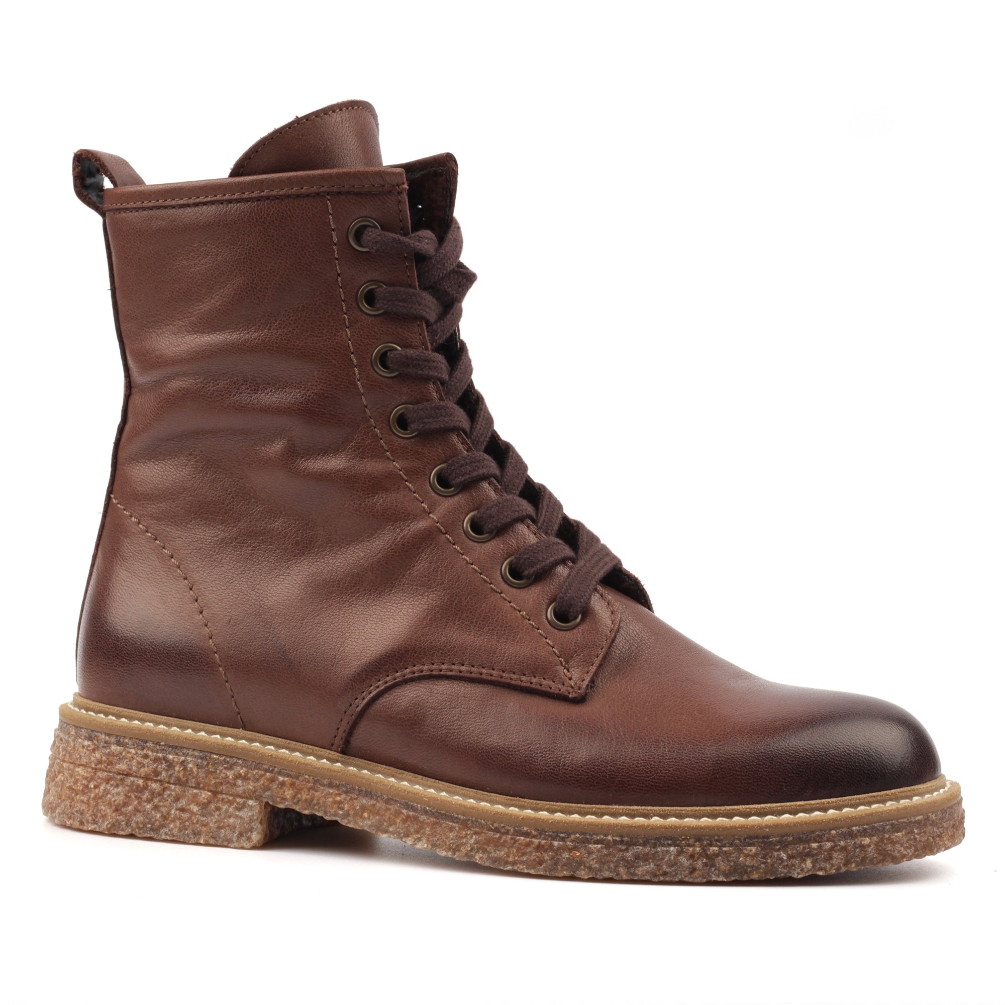 Lunar GLM002 Venus Ladies Brown Leather Zip & Lace Ankle Boots, alternate product view 4.