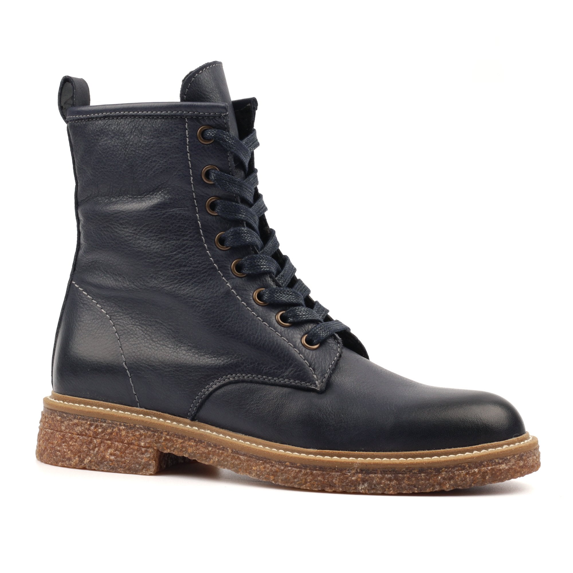 Lunar GLM002 Venus Ladies Navy Blue Leather Zip & Lace Ankle Boots, alternate product view 4.