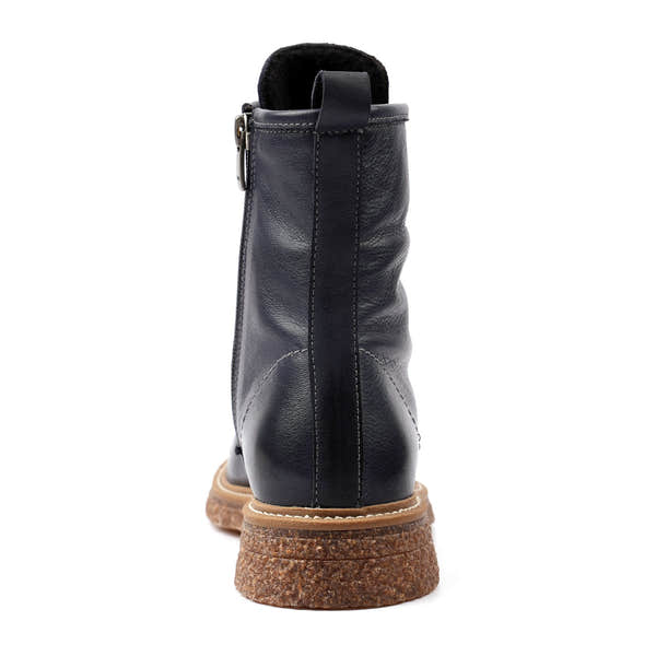 Lunar GLM002 Venus Ladies Navy Blue Leather Zip & Lace Ankle Boots, alternate product view 6.