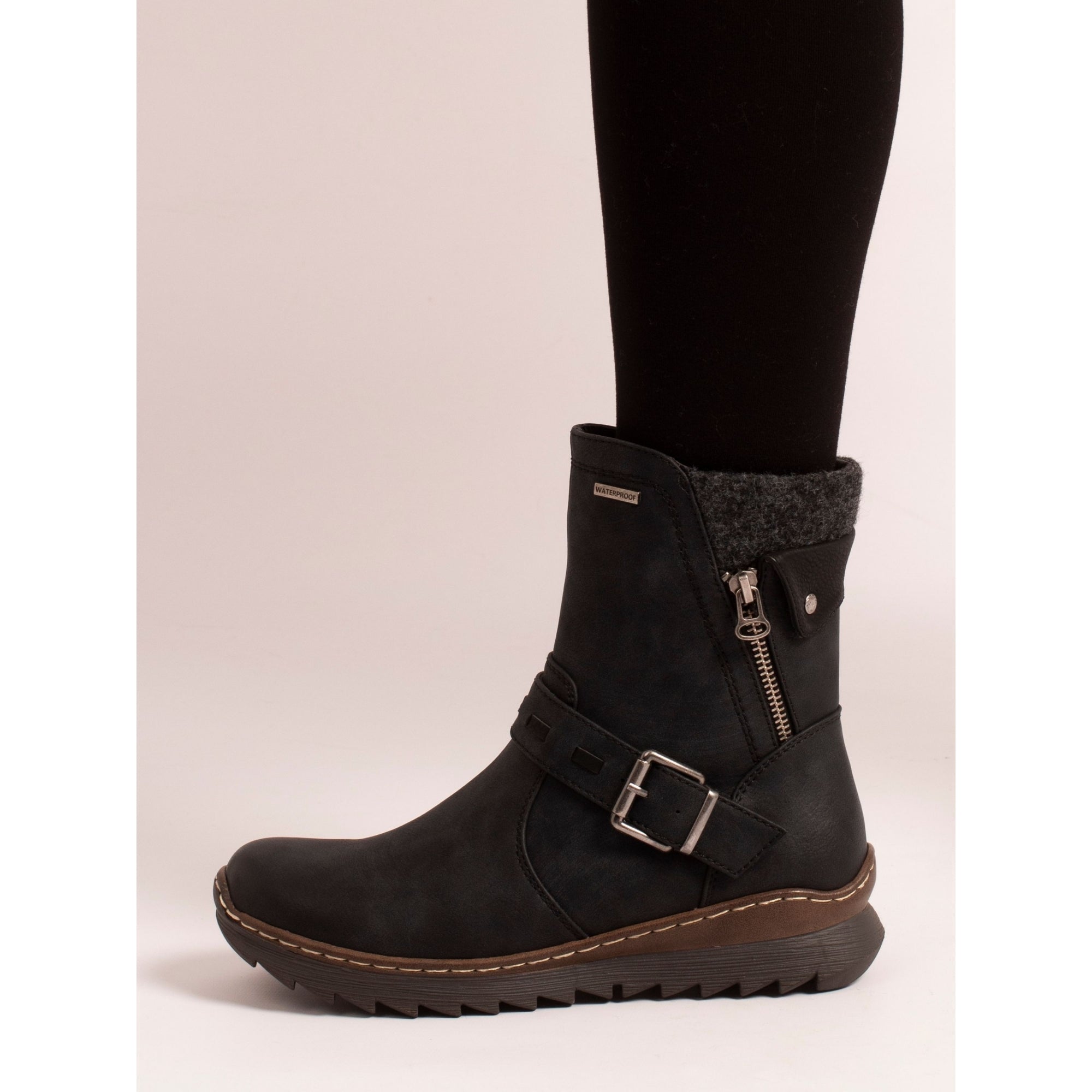 Lunar GLR131 Haley Ladies Black Waterproof Side Zip Ankle Boots, alternate product view 2.