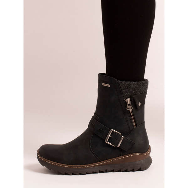 Lunar GLR131 Haley Ladies Black Waterproof Side Zip Ankle Boots, alternate product view 2.