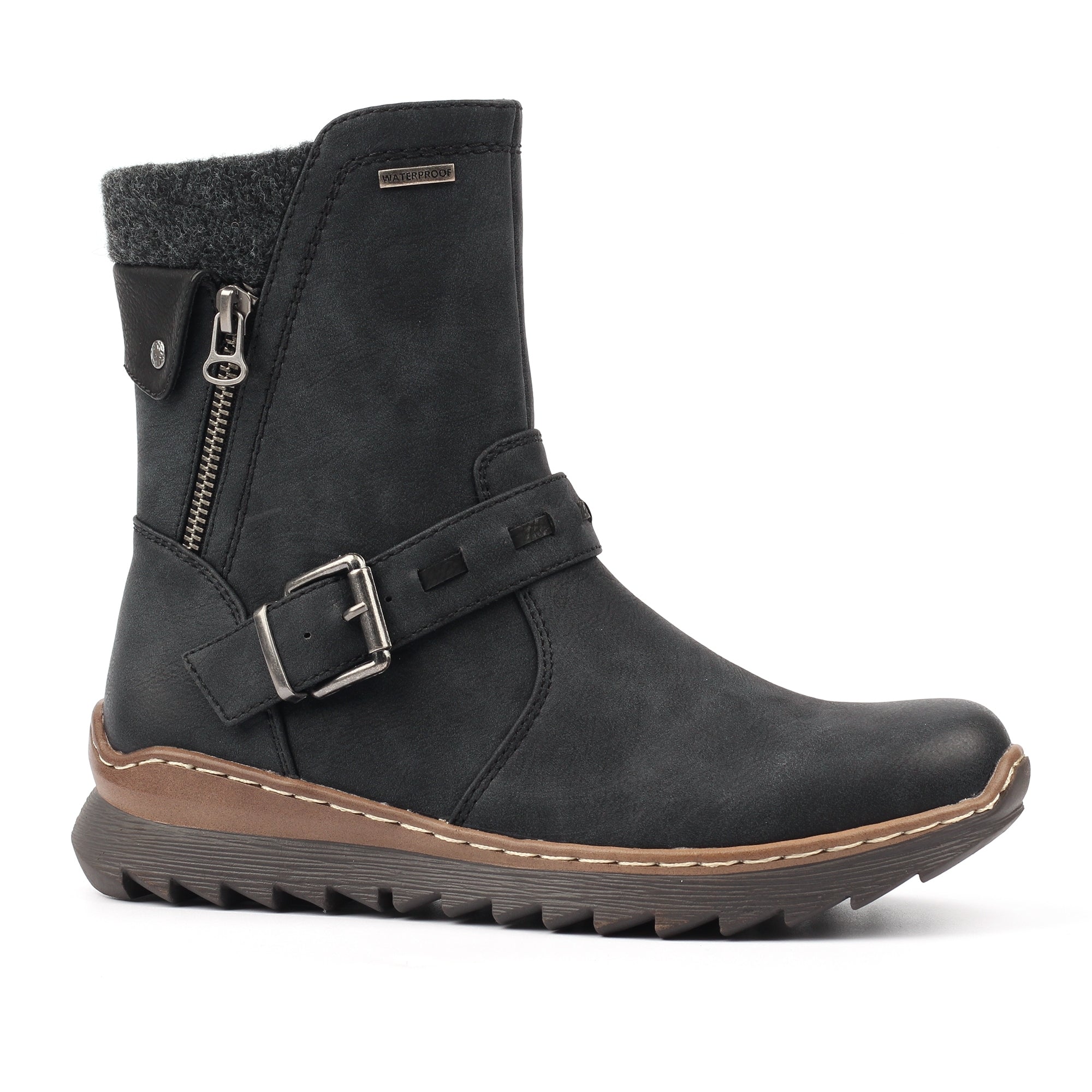Lunar GLR131 Haley Ladies Black Waterproof Side Zip Ankle Boots, alternate product view 3.