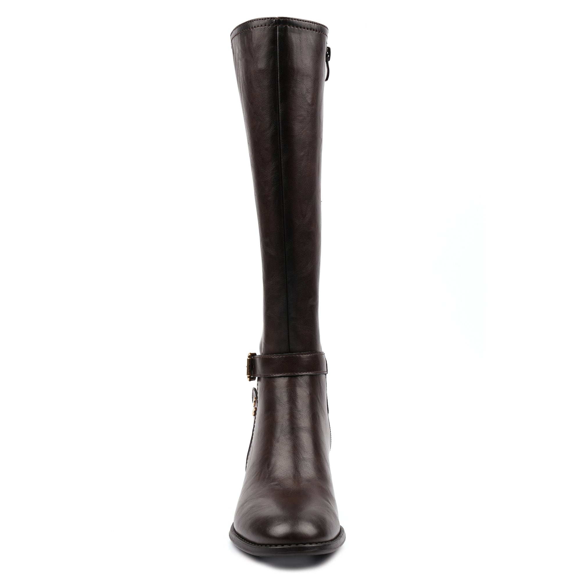 Lunar GLZ004 Sindy Ladies Brown Side Zip Heeled Knee High Boots, alternate product view 5.