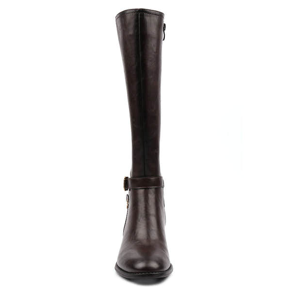 Lunar GLZ004 Sindy Ladies Brown Side Zip Heeled Knee High Boots, alternate product view 5.