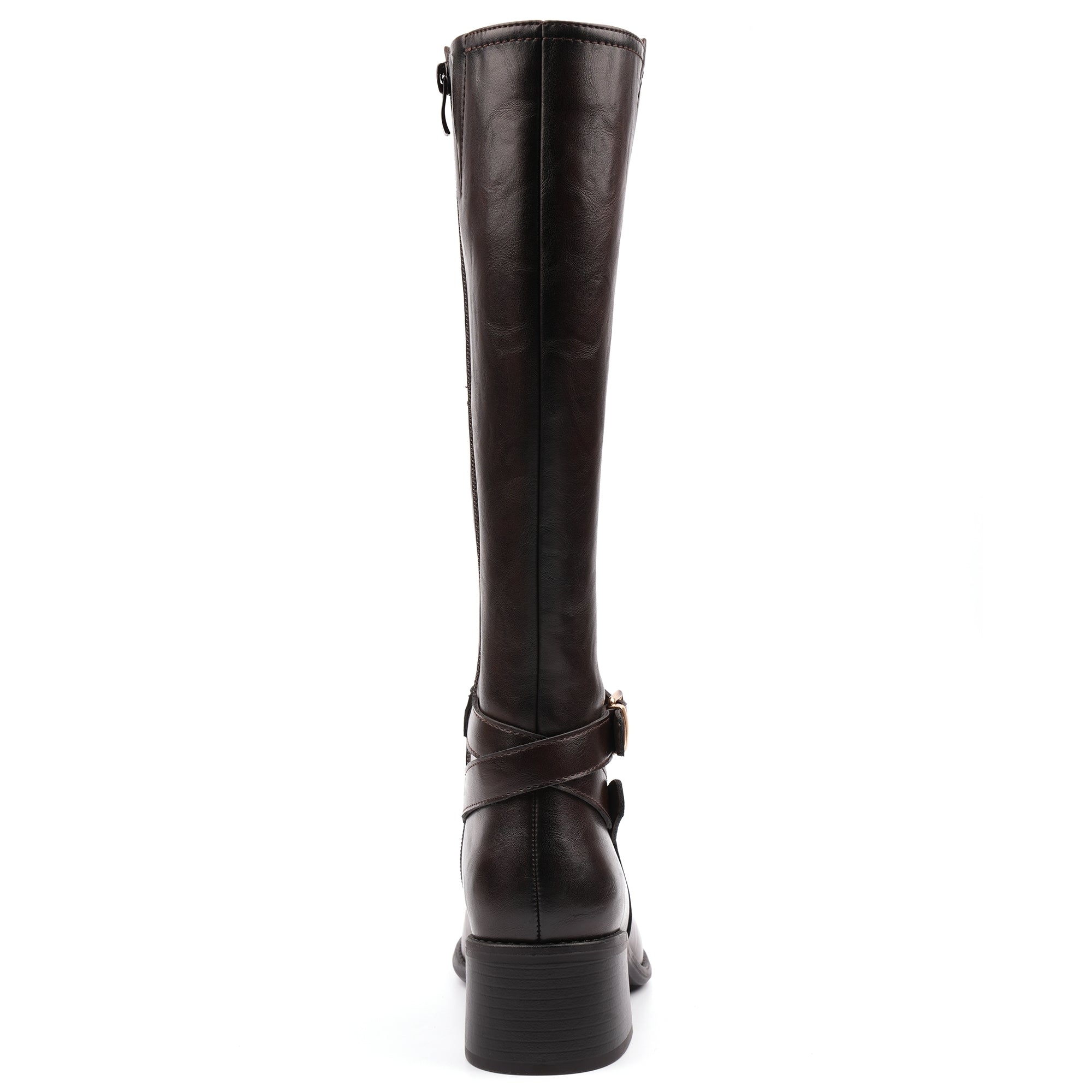 Lunar GLZ004 Sindy Ladies Brown Side Zip Heeled Knee High Boots, alternate product view 6.