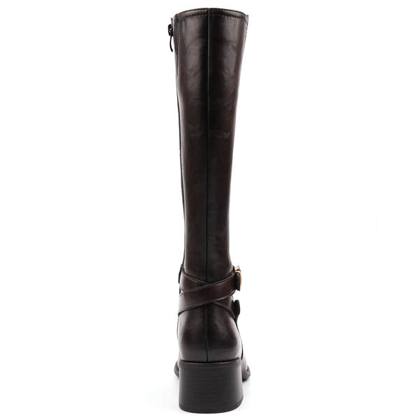 Lunar GLZ004 Sindy Ladies Brown Side Zip Heeled Knee High Boots, alternate product view 6.