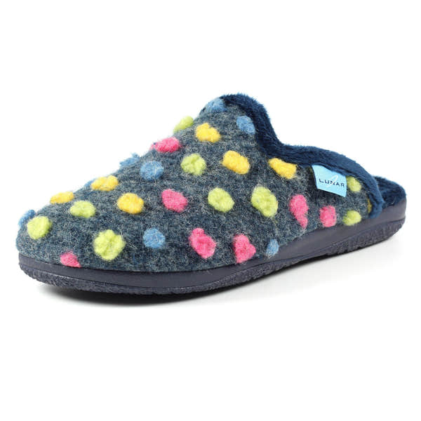 Lunar KLA126 Montreal Ladies Navy Blue Textile Mule Slippers, alternate product view 4.