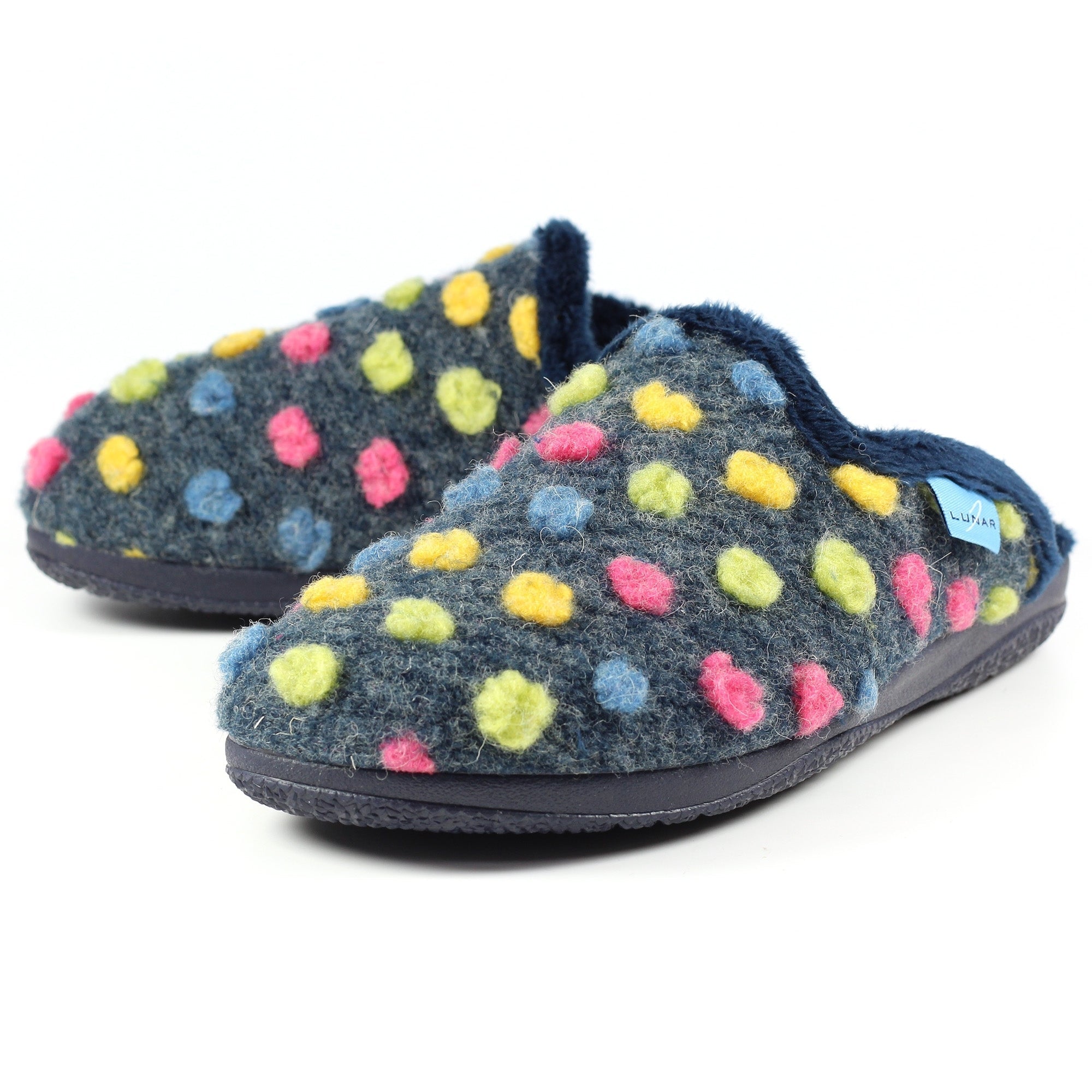 Lunar KLA126 Montreal Ladies Navy Blue Textile Mule Slippers, alternate product view 7.