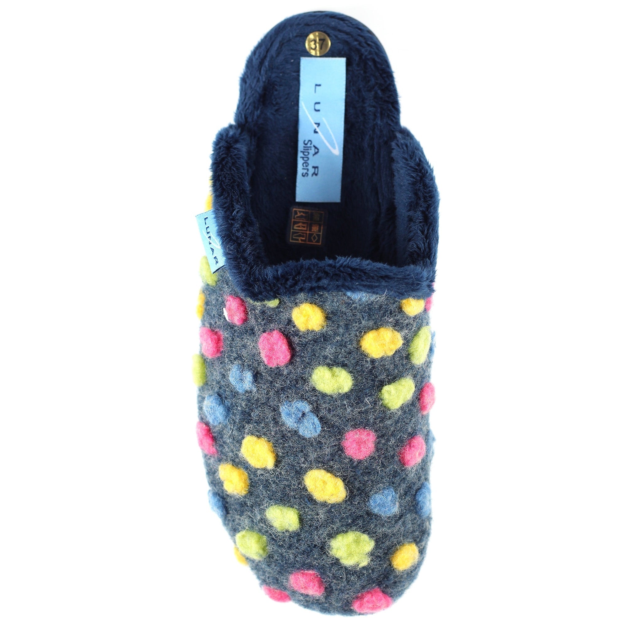 Lunar KLA126 Montreal Ladies Navy Blue Textile Mule Slippers, alternate product view 8.
