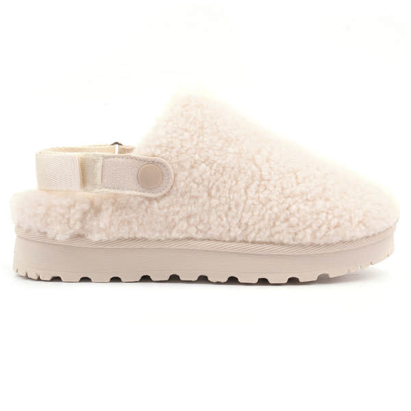 Lunar KLZ002 Naples Ladies Beige Textile Slippers, front three-quarter view.