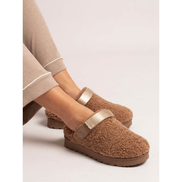 Lunar KLZ002 Naples Ladies Mink Textile Mule Slippers, alternate product view 2.