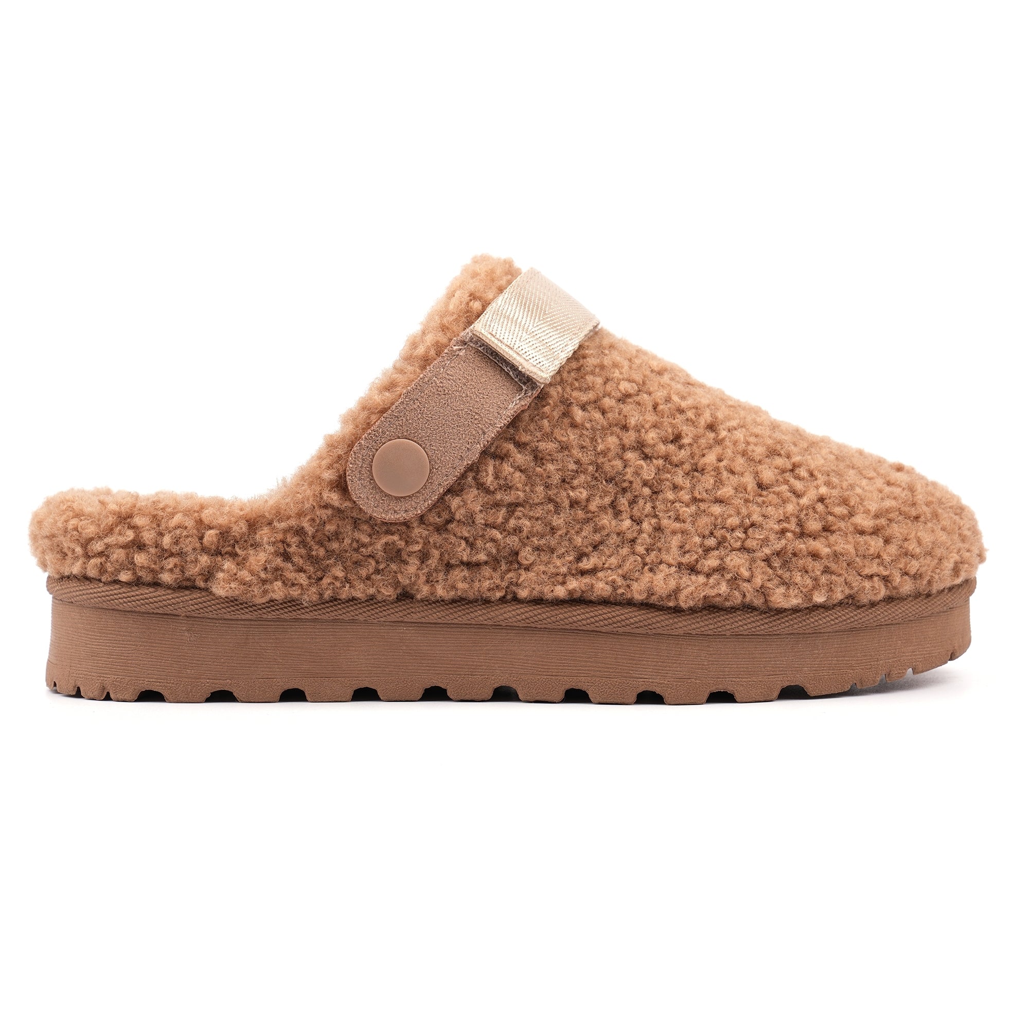 Lunar KLZ002 Naples Ladies Mink Textile Mule Slippers, front three-quarter view.