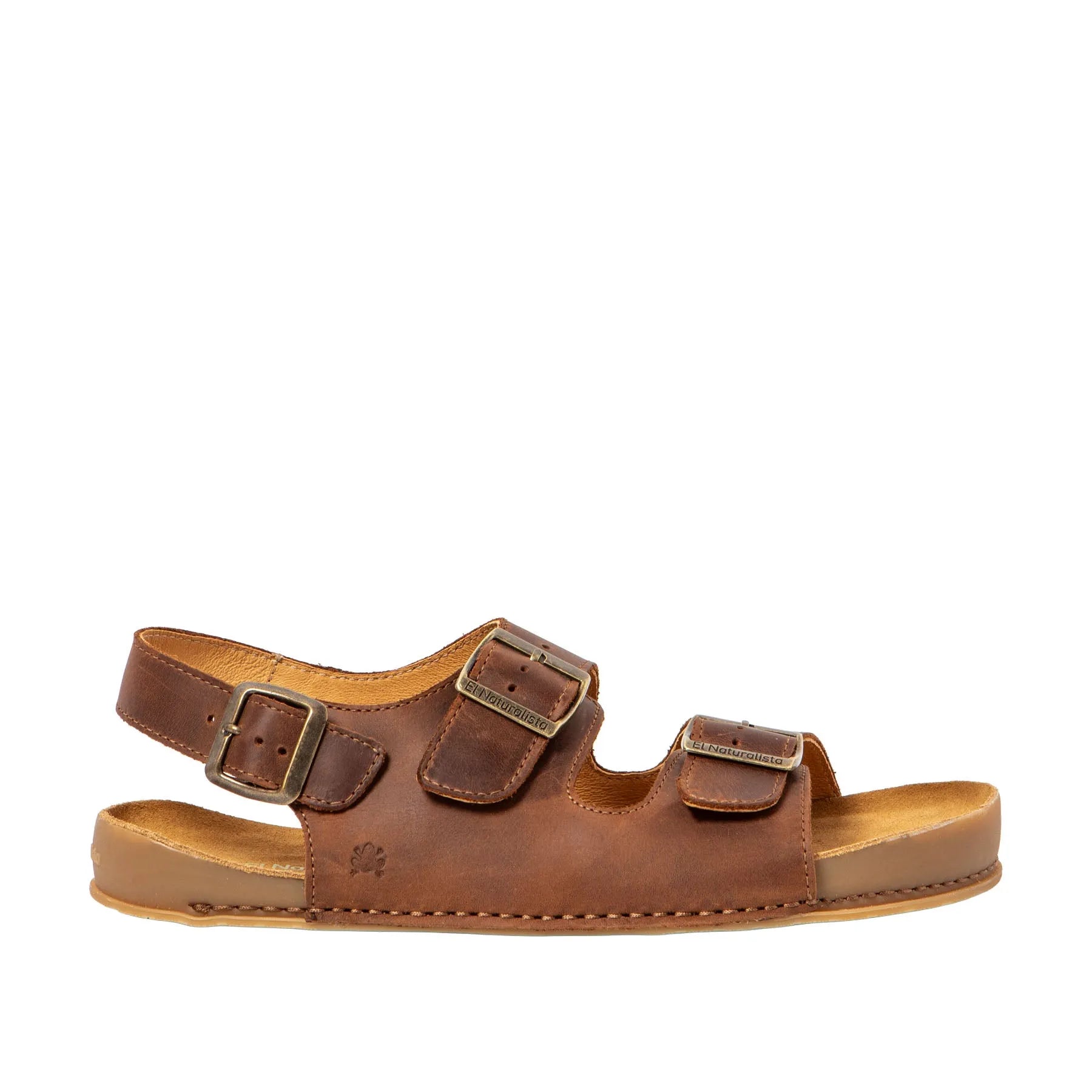 El Naturalista N6001 unisex wide Spanish Terra leather buckle sandals, open-toe, brown leather straps with adjustable buckles.