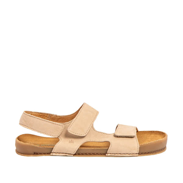 El Naturalista N6003 Unisex Wide Spanish Cream Leather Slip On Sandals