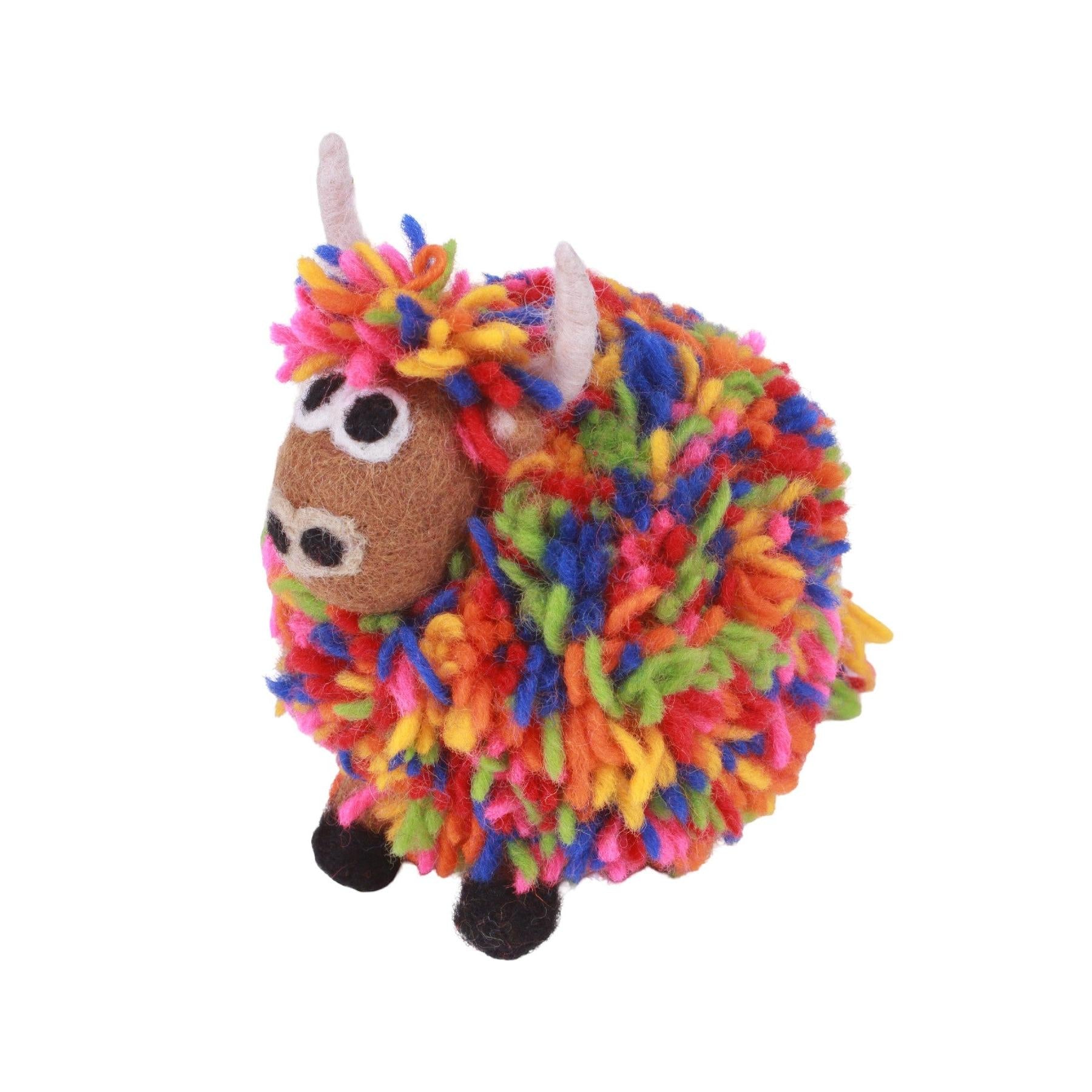 Pachamama Archie The Highland Cow In Colour, felt animal decoration; product view 2.
