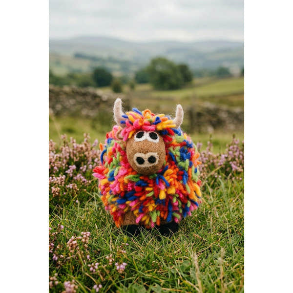 Pachamama Archie The Highland Cow In Colour, felt animal decoration; product view 3.