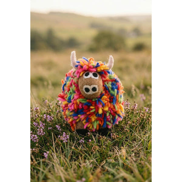 Pachamama Archie The Highland Cow In Colour, felt animal decoration; product view 4.