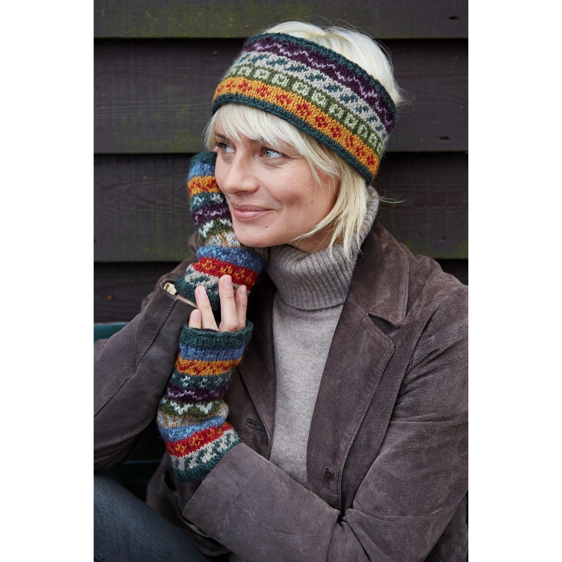Pachamama Elveden Headband, with colourful Fair Isle bands; product view 2.