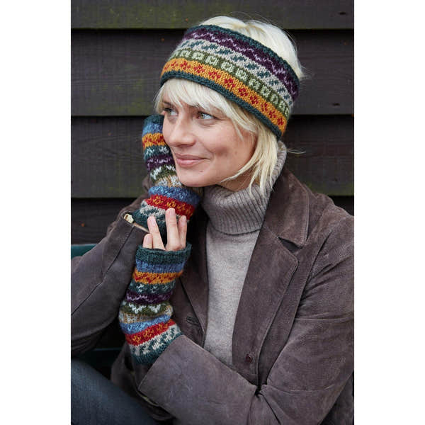 Pachamama Elveden Headband, with colourful Fair Isle bands; product view 2.